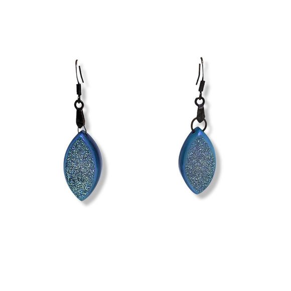 Copper and Marquise Shape Blue Drusy Drop Dangle Earrings - Picture 2 of 7
